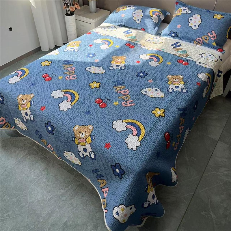 百分百双面纯棉斜纹床盖全棉绗缝被单件夹棉床单榻榻米炕四季通用