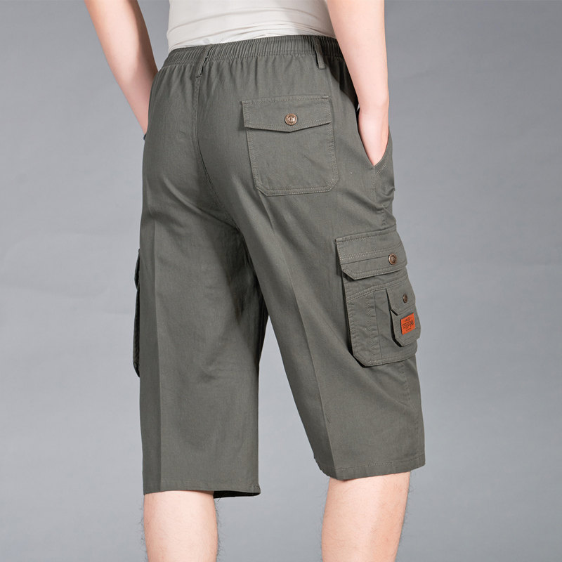 中老年男七分裤父亲薄款休闲短裤松紧纯棉宽松中裤爸爸沙滩7分裤,男装,休闲裤,淘宝优惠券,粉丝福利购,淘宝优惠卷