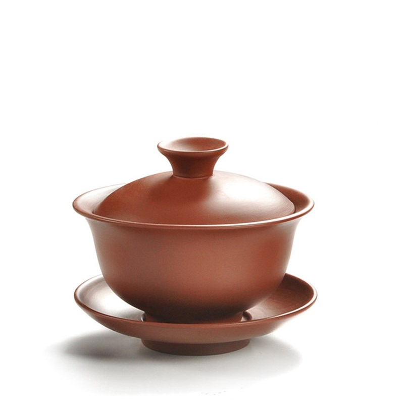 盖碗家用宜兴紫砂功夫茶具简约泡茶碗陶瓷茶杯敬茶碗大号三才盖杯图片