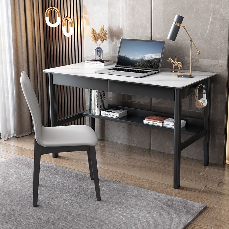 工厂直销极简岩板书桌实木写字简约现代办公带抽屉家用轻奢电脑桌