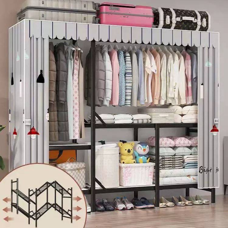 简易衣柜加厚牛津布折叠免安装加粗不锈钢管加固全钢架挂衣柜家用,住宅家具,简易衣柜,淘宝优惠券,粉丝福利购,淘宝优惠卷