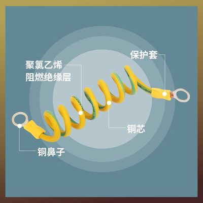 国标接地线小/黄双光电箱大绿孔线桥架1012伏孔色黄16/4平方机房