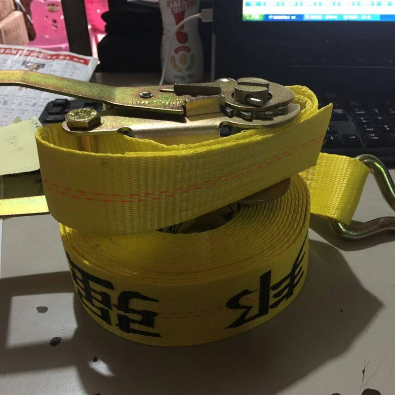 原装正品邦强牌汽车捆绑带 紧固带 黄色4.5吨汽车拉紧器