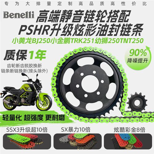 适用小黄龙BJ250小金鹏TRK251幼狮250牙盘链轮齿轮彩色油封链条