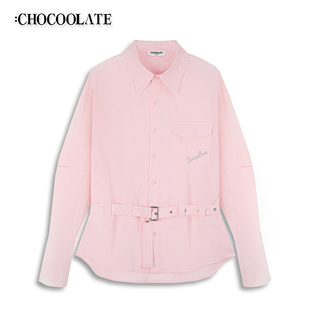 ：CHOCOOLATE设计感字母烫仿钻收腰长袖 CCLSTXKL03060 衬衫