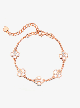 纯银幸运四叶草手链女小众精致