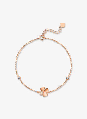 纯银玫瑰金四叶草手链女轻奢小众