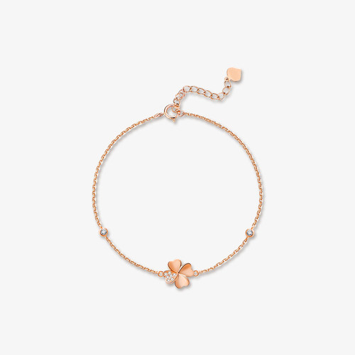 纯银玫瑰金四叶草手链女轻奢小众