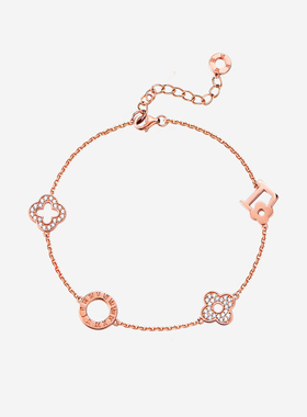 纯银四叶草手链女简约个性小众