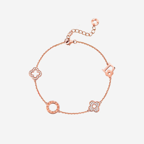 纯银四叶草手链女简约个性小众