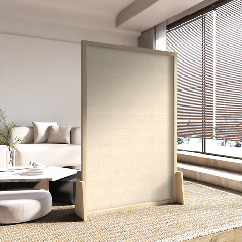 现代屏风隔断客厅卧室入户玄关遮挡酒店装饰棉麻实木座屏