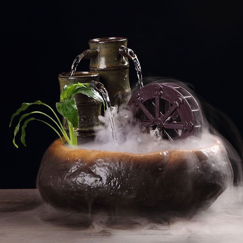 招财流水摆件茶几循环水客厅生财创意家居装饰办公室桌面开业礼品