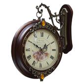 和硕欧式 饰实木现代壁钟表静音大挂表 面挂钟客厅创意艺术两面装