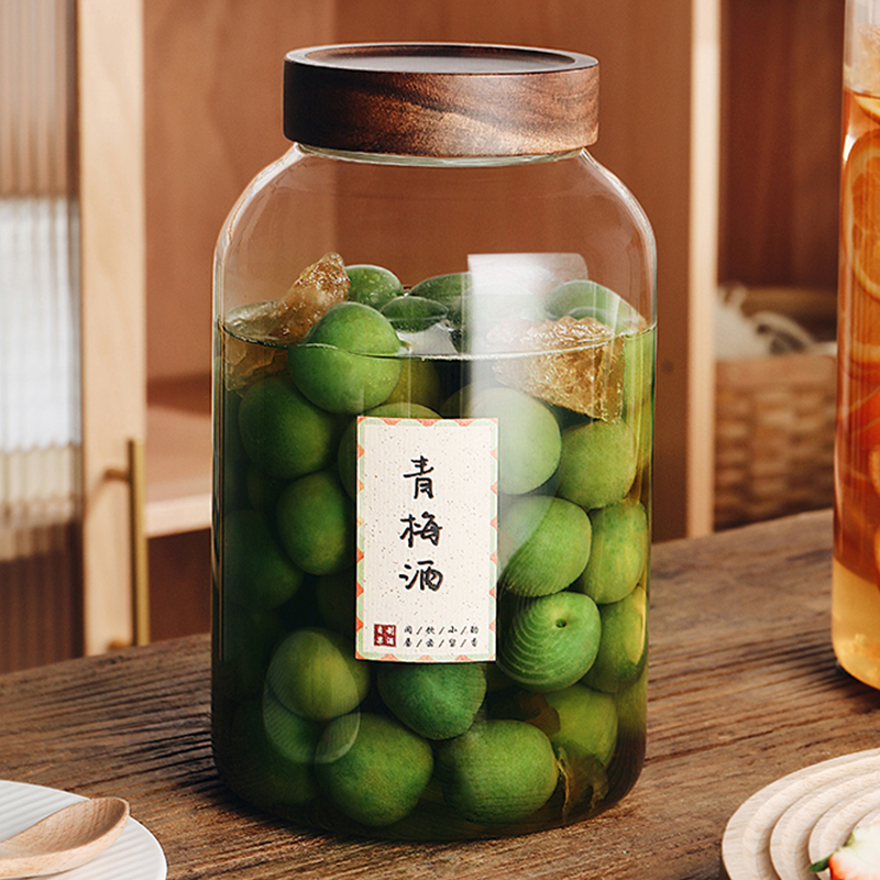 杨梅青梅泡酒玻璃瓶专用酿酒罐酒坛子果酒瓶加厚圆形发酵广口瓶