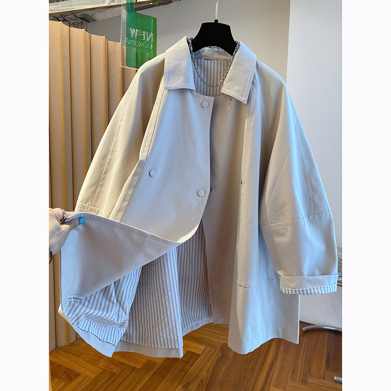 高级感英伦风翻领风衣外套女中长款2025新款宽松气质超好看大衣秋