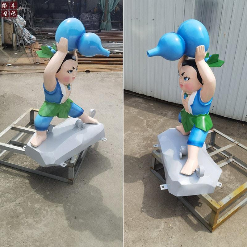 定制卡通系列不锈钢抽象人物雕塑 校园水景不锈钢葫芦娃雕塑