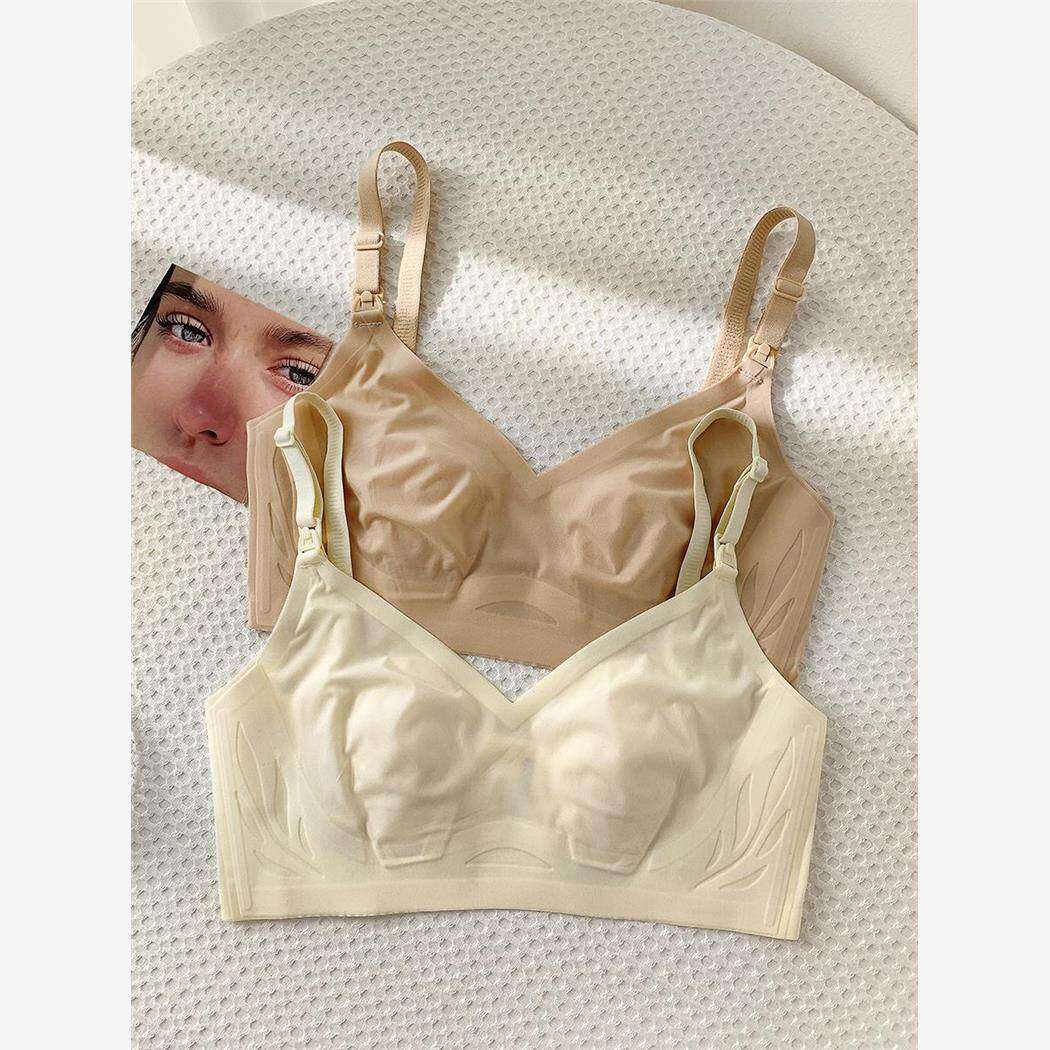 哺乳孕妇兔耳朵内衣女夏季薄款大胸显小无痕孕期专用产后喂奶文胸