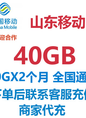 中国移动流量充值山东移动40GB全国通用手机流量流量包冲流量