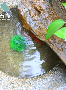 石臼流水鱼池鱼缸庭院水景老石槽室内流水喷泉水槽仿真老石器