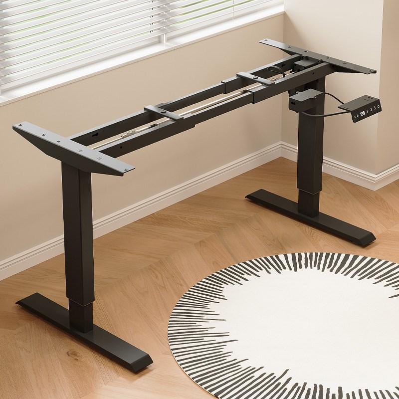 智能电动升降桌腿双横梁自动伸缩调节桌腿双电机办公电脑桌架支架