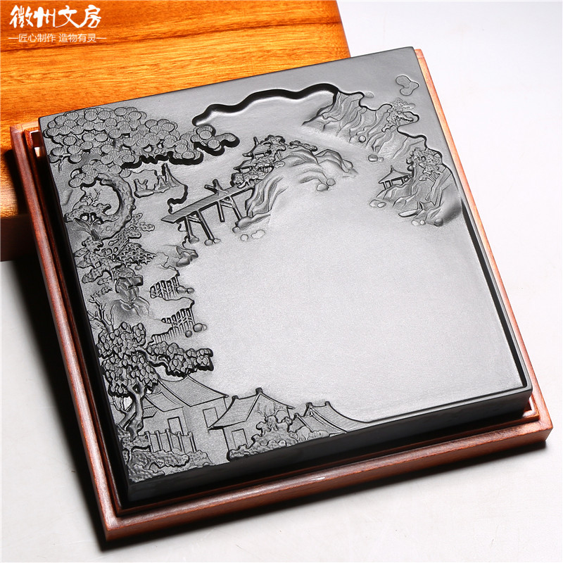 安徽歙砚千里江山天然老坑砚台书法绘画磨墨定制文房礼品,文具电教/文化用品/商务用品,砚台,淘宝优惠券,粉丝福利购,淘宝优惠卷