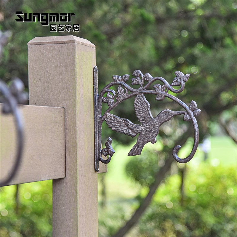 ungmor欧式壁挂蜂鸟挂钩花园客厅复古吊篮钩咖啡店铁艺杂物钩