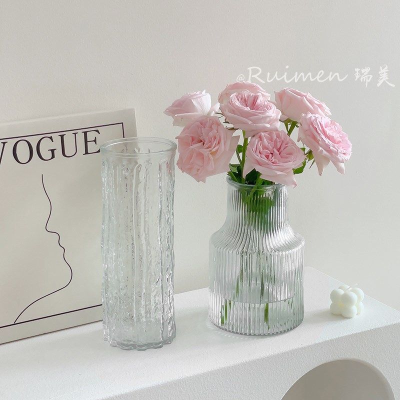 法式in风瓶玻璃水养插玫瑰百合富贵竹客厅餐桌