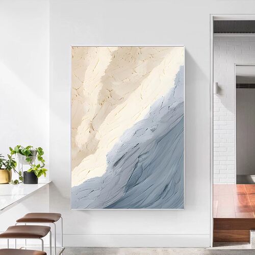 奶油侘寂客厅装饰画现代抽象肌理感玄关挂画沙发背景墙落地画