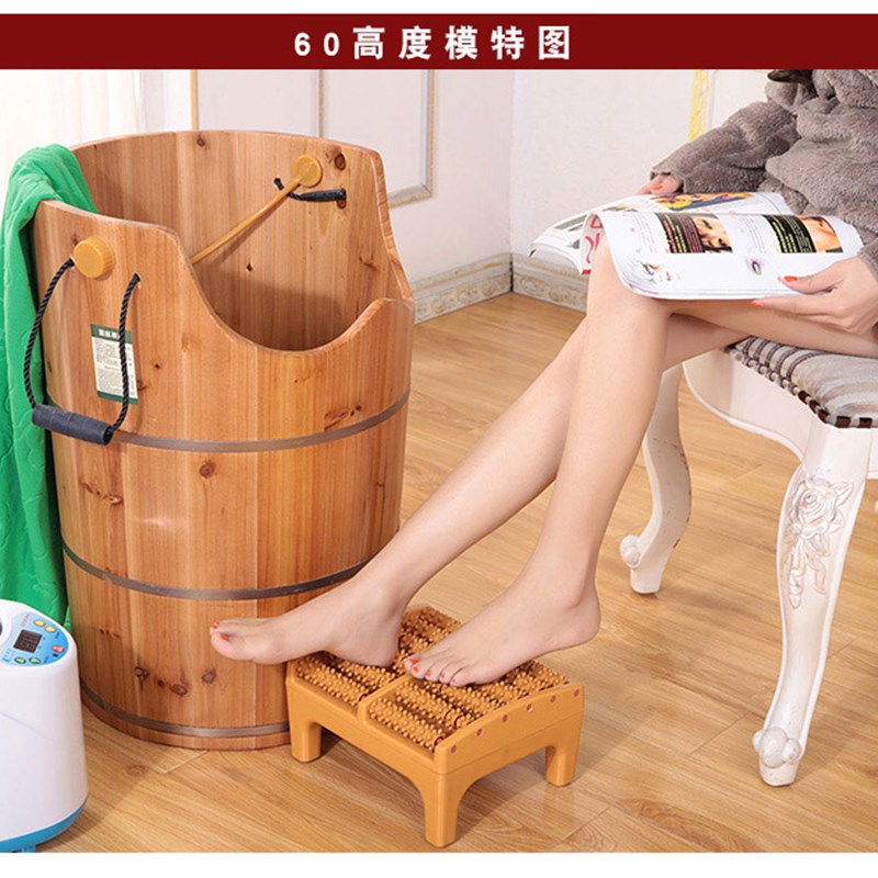 多吉坊家用杉木熏蒸桶洗脚桶足浴桶加盖加高加热恒温泡脚木桶
