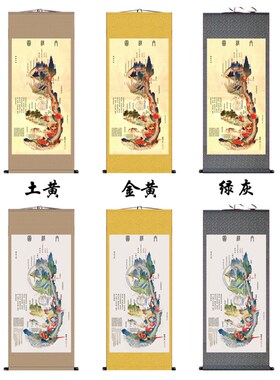 国画黄帝内经图卷轴画 中医养生丝绸画 养生会馆装饰挂画 已装裱