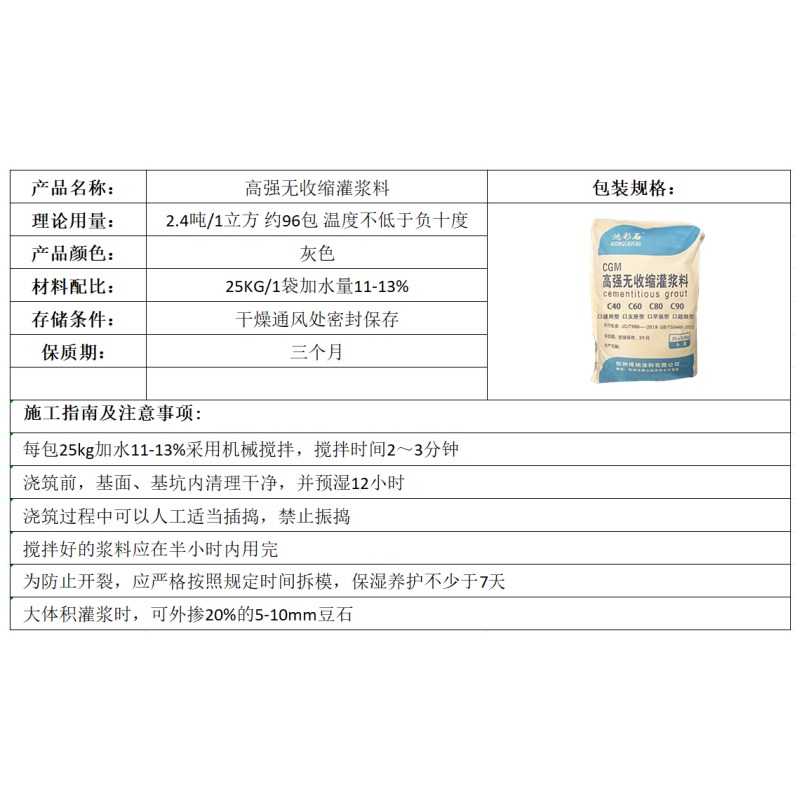 【荣获专利】CGM高强无收缩灌浆料c60c40灌浆料设备加固二次灌浆