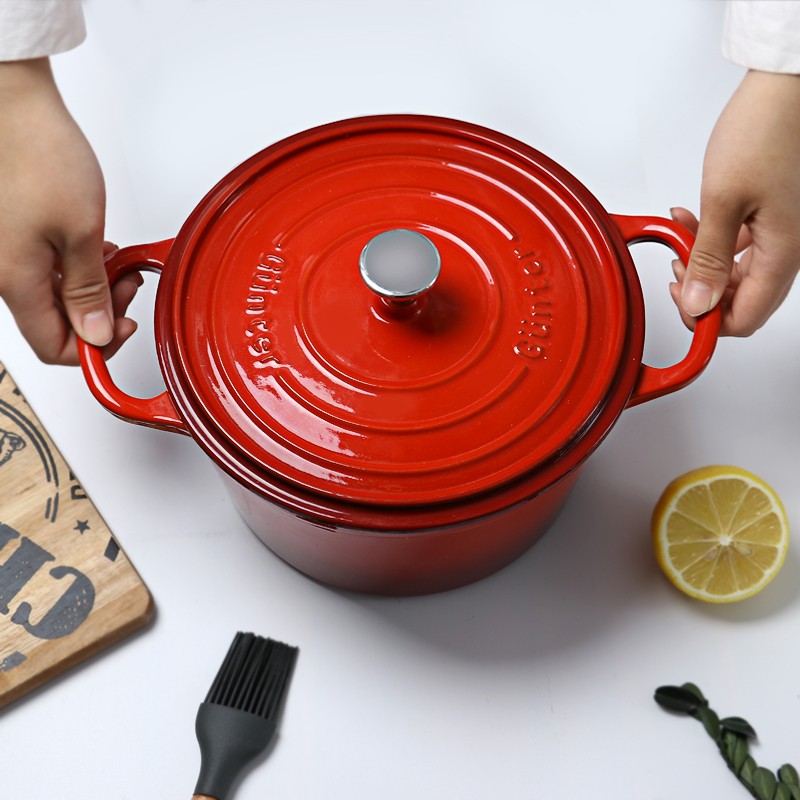 煲汤锅炖锅颜值担当。珐琅锅铸铁搪瓷锅耳家用无涂层22cm不粘锅