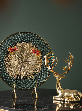 高档如鱼得水装饰盘子摆盘看盘客厅样板房玄关书柜装饰工艺品