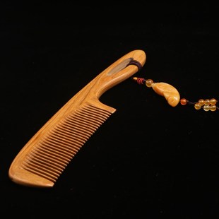 天然绿檀木梳子大号有柄长发梳家用按摩防静电送女友常州梳篦礼盒