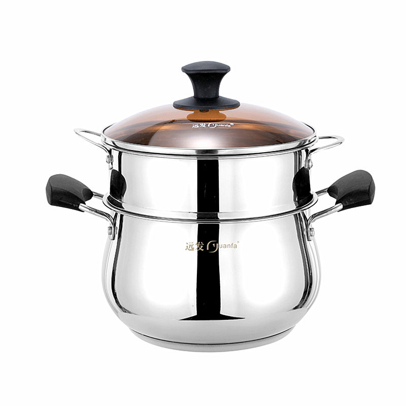 德式远发0不锈钢辅食层小蒸锅加厚复底迷你可爱2人用蒸煮小锅