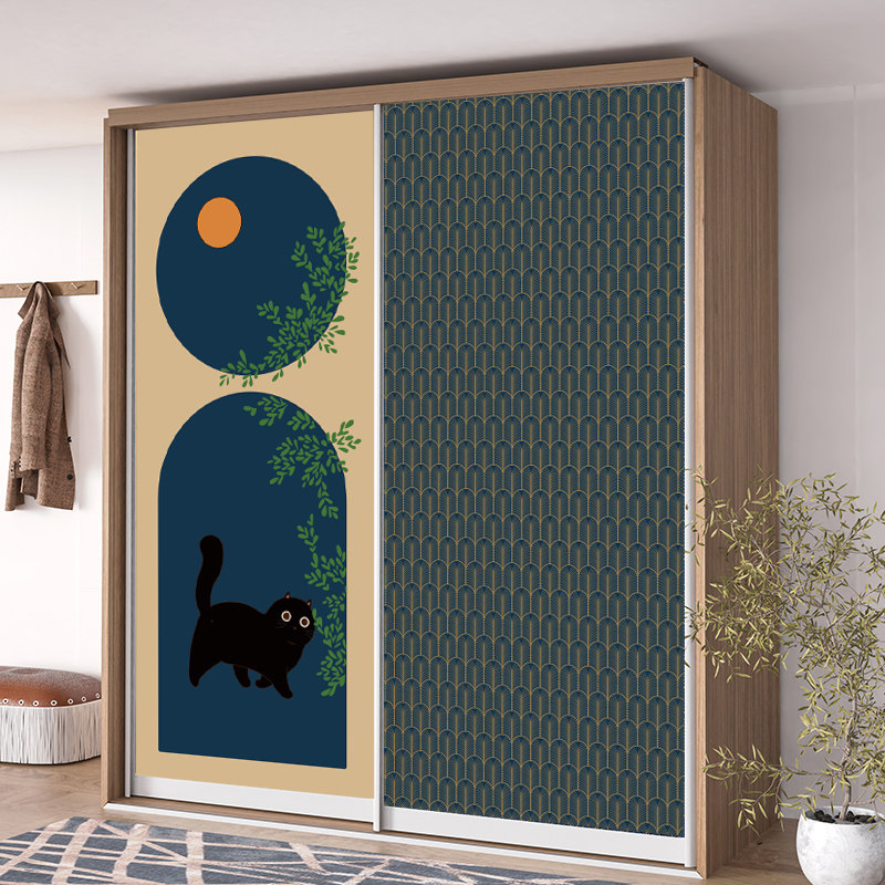 法式复古怀旧卧室门翻新贴纸整张自粘装饰玻璃移门遮丑贴画