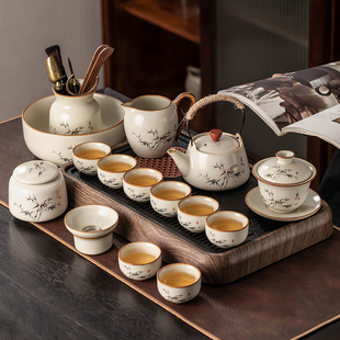 轻奢高档家用中式 汝窑功夫茶具套装 陶瓷茶壶茶杯小型茶盘会客泡茶