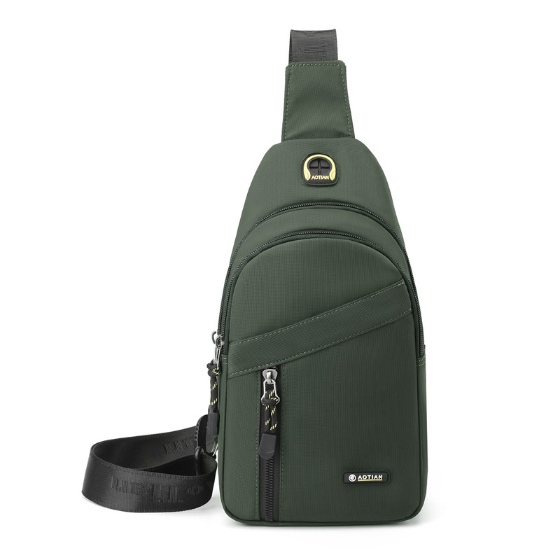 胸包男款男士运动休闲胸前包帆布单肩小背包牛津布黑色斜挎包男
