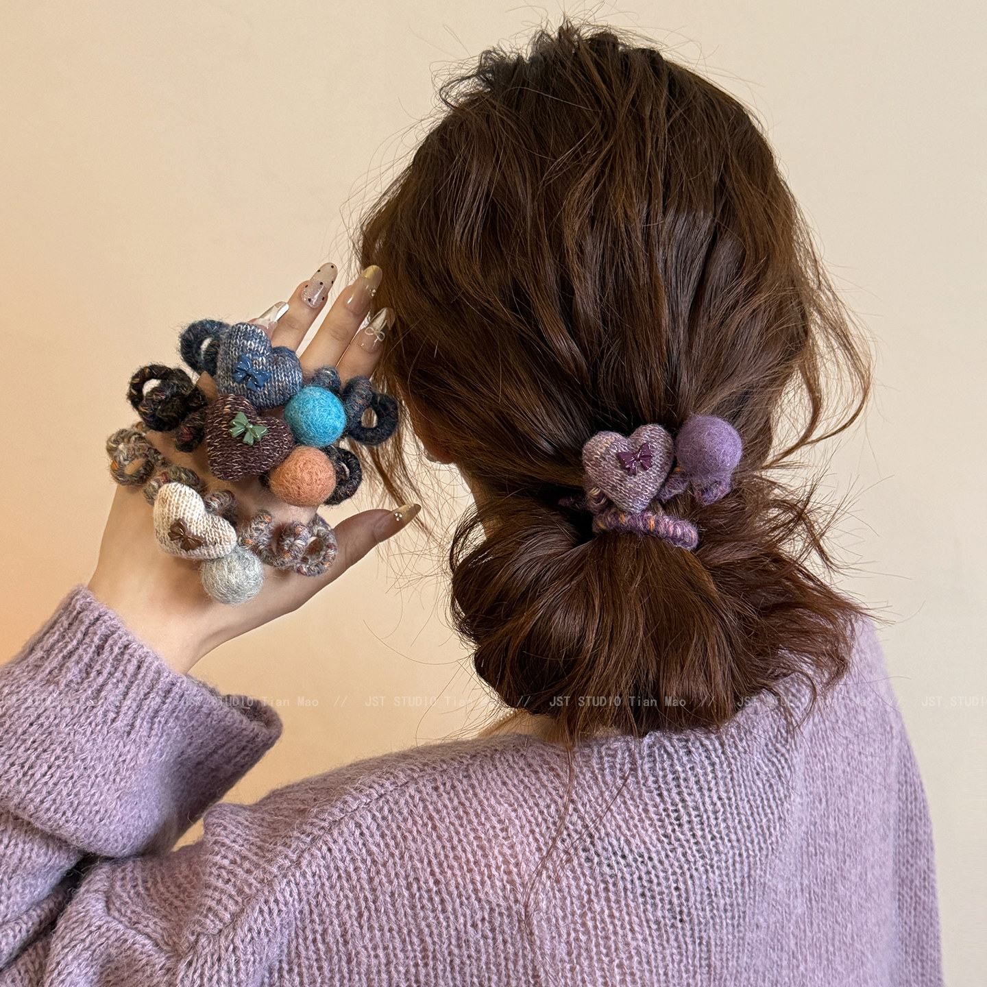 秋冬气质爱心毛球电话线头绳女高弹力耐用扎丸子头发绳加粗橡皮筋,饰品/流行首饰/时尚饰品新,发饰,淘宝优惠券,粉丝福利购,淘宝优惠卷