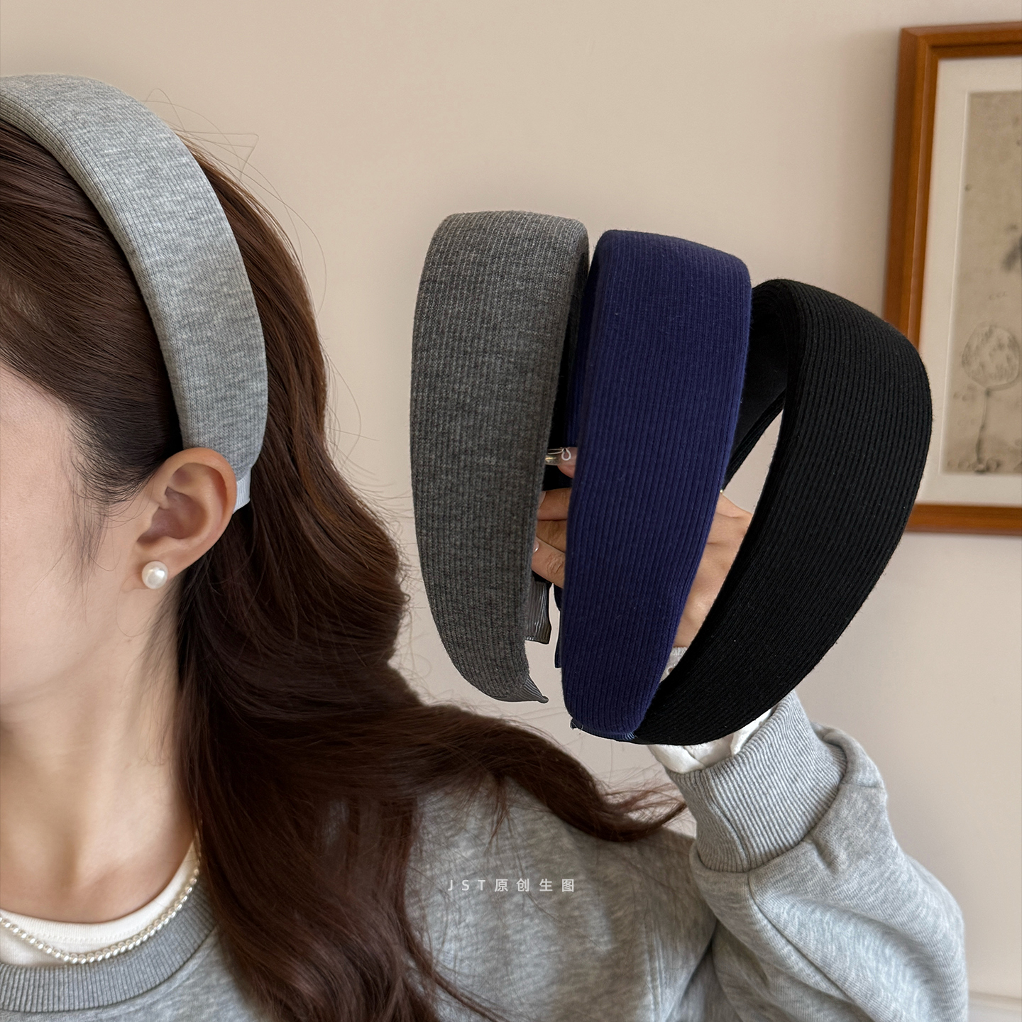 简约时尚针织宽边发箍女2025新款