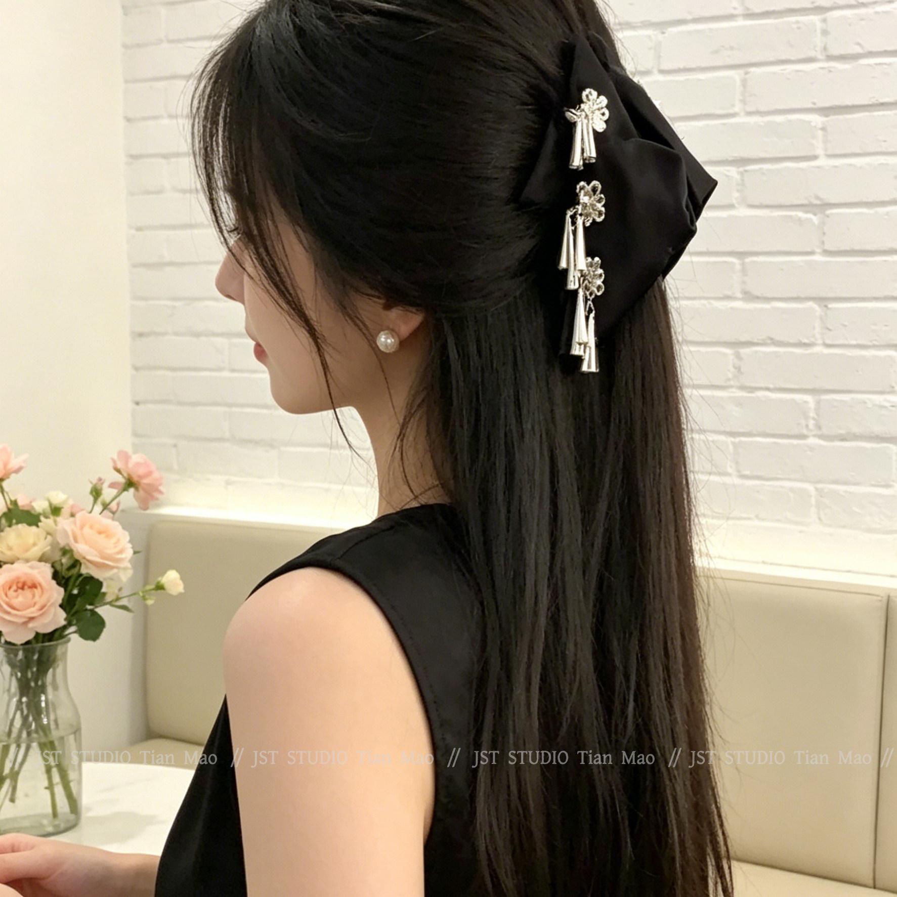 「墨韵银铃」 复古黑色民族风流苏抓夹女！新款少数民族苗族发饰