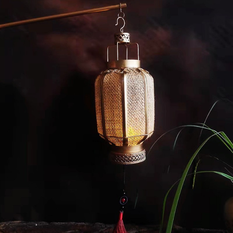 手提金色仿古麻布灯笼古装汉服拍摄道具中国风舞蹈表演装饰小宫灯