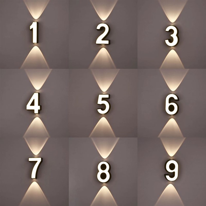 现代l简约射灯阳台室内户外招牌路标大门数字灯防水LED门号牌壁灯