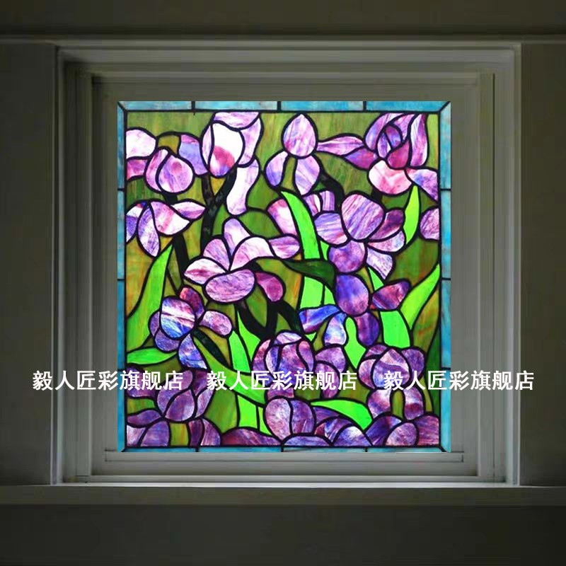 艺术玻璃教堂屏风彩色镶嵌门窗吊顶隔断玄关复古挂件精品