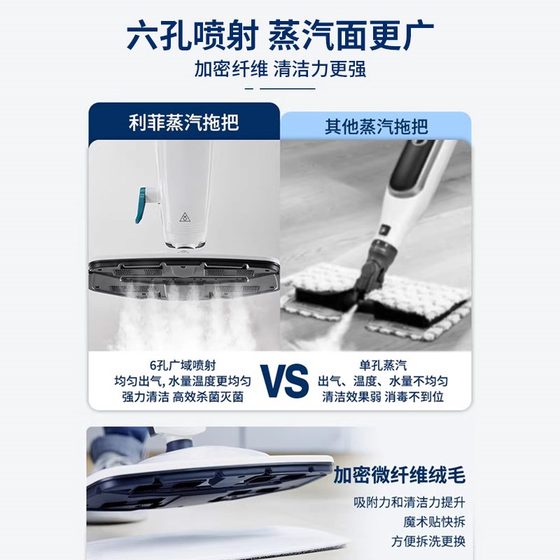 Leifheit利菲高温蒸汽拖把家用杀菌除螨地毯擦地非无线清洁机拖地