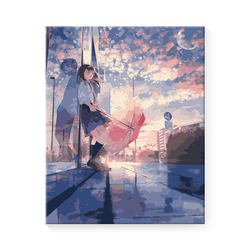 数字油画di手工填充绘画两个世界装饰油画上色画填色治愈油彩画
