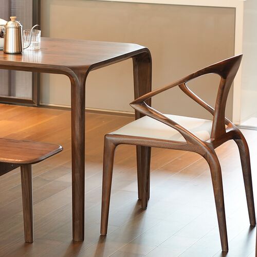 北美餐椅现代扶手椅子设计师实木休闲椅书椅茶椅
