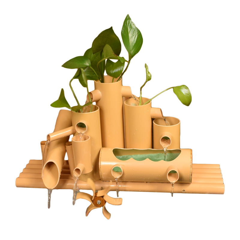 鱼缸PC塑料竹子流水 惊鹿惊鸟器石槽鱼池水族造景装饰