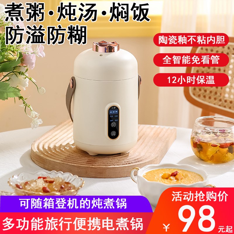 便携多功能电煮锅小型家用炖锅煮粥煲饭炖汤电火锅旅行电热饭盒