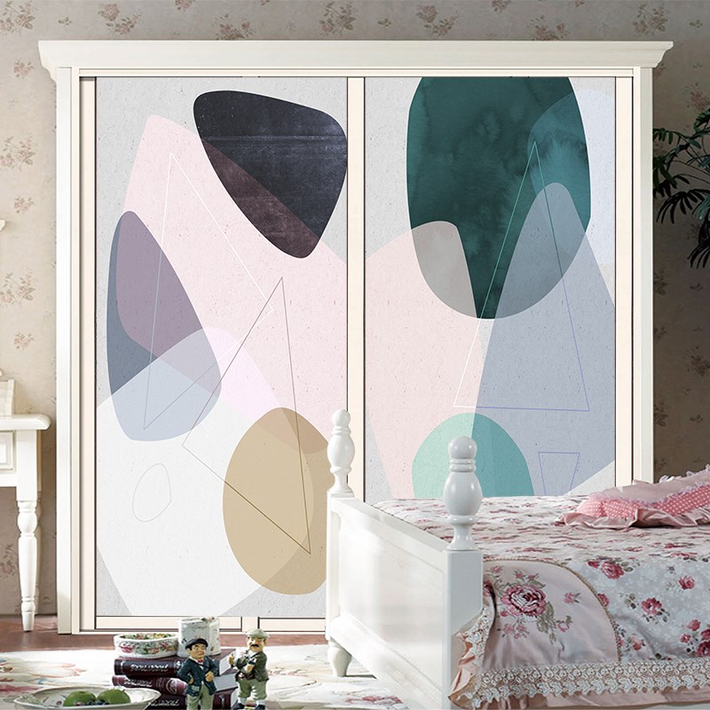 定制简约抽象移门贴纸衣柜门翻新改造贴膜玻璃不贴纸膜浴室膜
